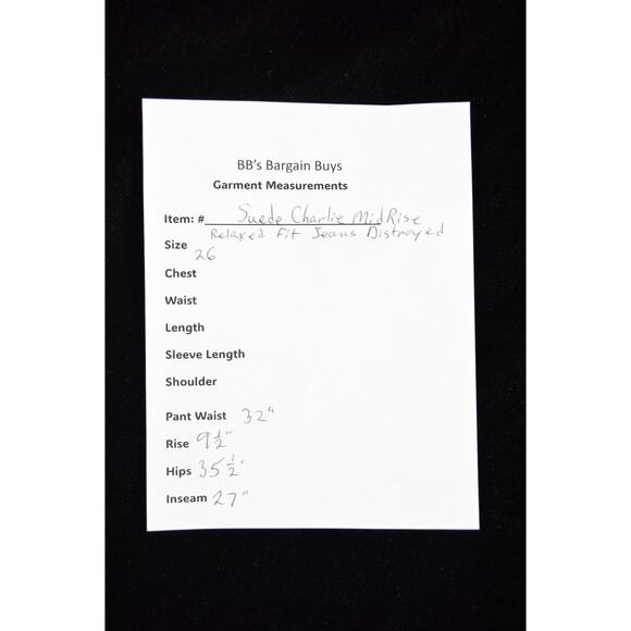 Suede Jeans Charlie Mid Rise Relaxed Fit Distressed Destroyed Womens 26 Cotton - Picture 8 of 8